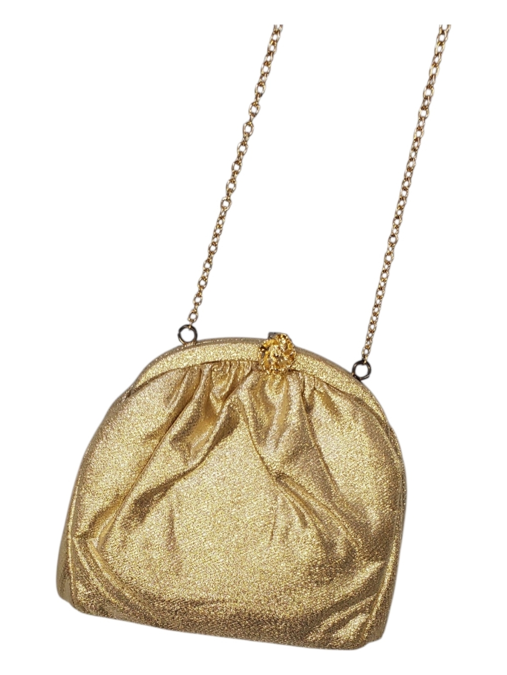 Vintage Gold Evening Crossbody Bag with Chain Strap